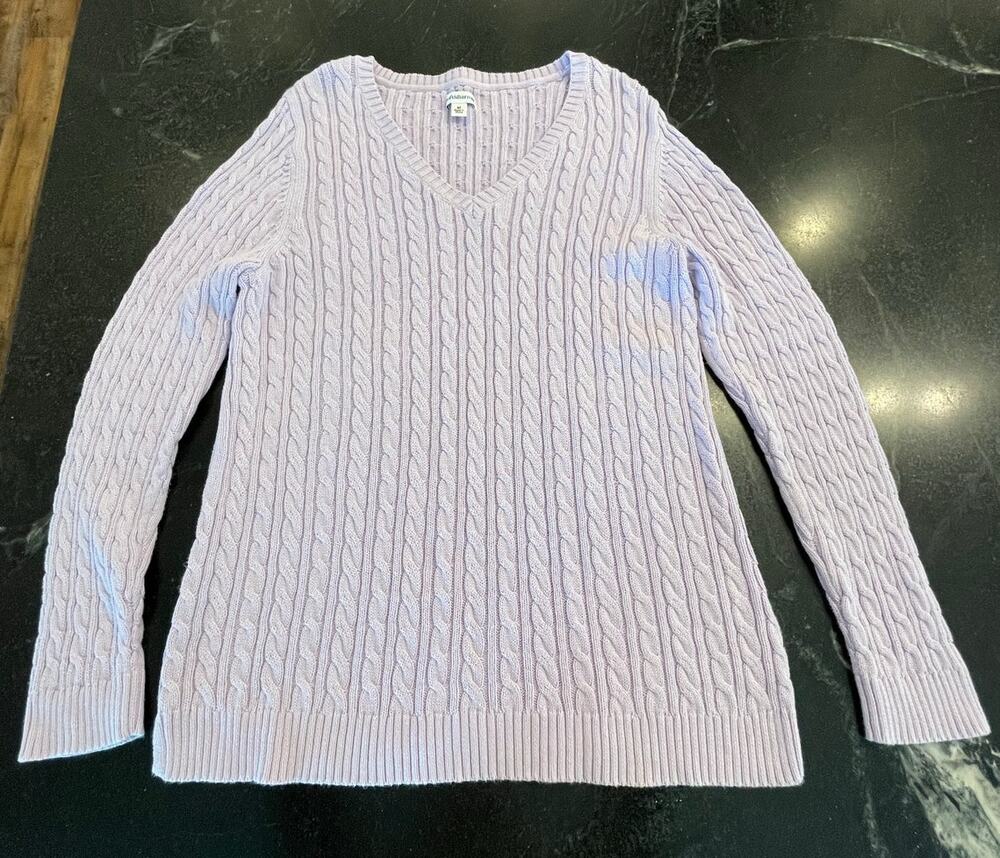 Croft&Barrow lavender cable knit v-neck sweater 100% Cotton